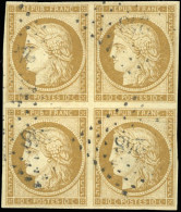 Obl. 1 - 10c. Bistre-jaune. Bloc De 4. Obl. PC 248. SUP. - 1849-1850 Cérès