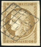 Obl. 1a - 10c. Bistre-brun Foncé. Obl. Grille. Nuance Superbe. TB. - 1849-1850 Ceres