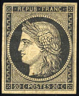 * 3b - 20c. Noir S/chamois. RR. - 1849-1850 Cérès