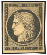 * 3g - 20c. Noir S/chamois Très Foncé. Nuance Exceptionnelle. SUP. RR. - 1849-1850 Ceres