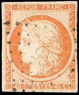 Obl. 5d - 40c. Orange. Obl. PC. "4" Retouché Case 146. Variété Dégagée. SUP. RR. - 1849-1850 Ceres