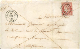 Obl. 7a - 1F. Vermillon Vif Obl. Grille S/lettre Frappée Du CàD De DECAZEVILLE Du 21 Mars 1849 à Destination De VILLEFRA - 1849-1850 Cérès