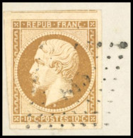 Obl. 9 - 10c. Bistre-jaune. Obl. PC S/petit Fragment. Très Grandes Marges. SUP. - 1852 Louis-Napoléon