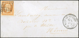 Obl. 13Ab - 10c. Bistre-orange (déf.), Obl. Grille S/lettre Frappée Du Cachet Perlé De ST-MAMERT-DU-GARD Du 23 Octobre 1 - 1853-1860 Napoléon III.