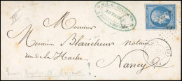 Obl. 14A - 20c. Bleu, Variété à La Cigarette, Obl. PC 2490 S/lettre Frappée Du CàD De PONT-A-MOUSSON Du 22 Novembre 1860 - 1853-1860 Napoléon III.
