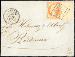 Obl. 16c - 40c. Jaune-orange, Avec Ligne D'encadrement Sur Le BdeF Droit Obl. Losange PC 78 S/devant De Lettre Frappée D - 1853-1860 Napoléon III.