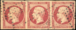 Obl. 17A - 80c. Carmin. Bande De 3. Obl. TB. - 1853-1860 Napoléon III.