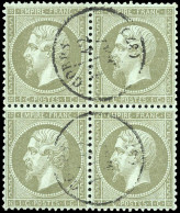 Obl. 19 - 1c. Vert-olive. Bloc De 4. Obl. CàD. SUP. - 1862 Napoléon III