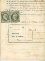 Obl. 19 - Paire Du 1c. Vert-olive, Obl. Du CàD De FREJUS Du 10 Janvier 1864 S/imprimé Fiscal. Cote Dallay. TB. - 1862 Napoléon III.