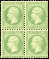 * 20g - 5c. Vert-jaune S/verdâtre. Bloc De 4. TB. - 1862 Napoléon III