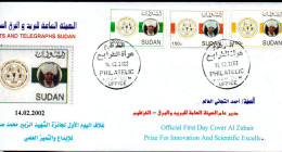 SUDAN - 2002 - SCIENTIFIC EXCELLENCE SET OF 3 ON ILLUSTRATED FDC, STAMPS CAT  £37+ - Sudan (1954-...)