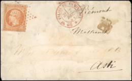 Obl. 23 - 40c. Orange (déf.) Obl. étoile Rouge S/lettre Frappée Du CàD Du BUREAU DU PALAIS DE COMPIEGNE Du 7 Décembre 18 - 1862 Napoléon III