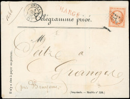 Obl. 23 - 40c. Orange Obl. S/Télégramme Privé Avec Télégramme Complet, Frappé Du CàD D'EPINAL Du 5 Octobre 1863 à Destin - 1862 Napoleon III