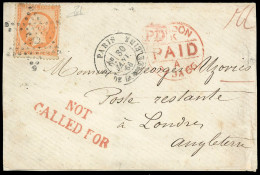 Obl. 23 - 40c. Orange Obl. étoile 3 S/lettre Frappée Du CàD De PARIS - BT DE LA MADELEINE Du 30 Janvier 1866 à Destinati - 1862 Napoléon III