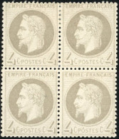 * 27A - 4c. Gris. Bloc De 4. Les 2 Timbres Inférieur Neuf Sans Charnière. TB. - 1863-1870 Napoléon III Lauré