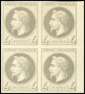 * 27B - 4c. Gris. Bloc De 4. ND. BdeF. TB. - 1863-1870 Napoléon III Lauré