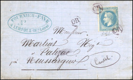 Obl. 29A - 20c. Bleu Obl. OR S/lettre De LEMPDES Du 29 Aout 1870 à Destination De MOISSAC Du CANTAL. Arrivée Le 30. TB. - 1863-1870 Napoléon III. Laure