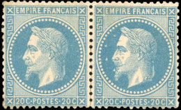 * 29B + 29Bc - Paire Du 20c. Bleu. Variété Aux Abeilles. SUP. RR. - 1863-1870 Napoléon III. Laure