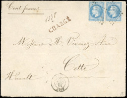 Obl. 29Bb - Paire Du 20c. Bleu, Variété à La Corne Tenant à Normal, Obl. Losange S/devant De Lettre Chargée Frappée Du C - 1863-1870 Napoléon III. Laure