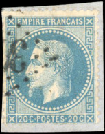 Obl. 29Bc - 20c. Bleu. Type II. Variété Aux Abeilles. Obl. GC S/petit Fragment. TB. - 1863-1870 Napoléon III Lauré