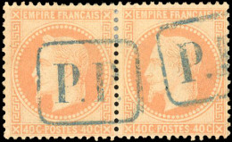 Obl. 31 - Paire Du 40c. Orange. Obl. "P.P." Encadré En Bleu De VOLO - TURQUIE. SUP. - 1863-1870 Napoleon III With Laurels