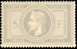 * 33A - 5F. Violet-gris. ''5'' Et ''F'' En Bleu. Bon Centrage. Trace De Charnière Invisible. SUP. - 1863-1870 Napoleon III With Laurels