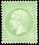 * 35 - 5c. Vert Pâle S/bleu. Très Bien Centré. SUP. - 1863-1870 Napoléon III Lauré