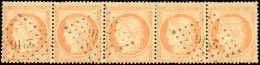 Obl. 38a - 40c. Jaune-orange. Bande De 5. Obl. PC. 2316. TB. - 1870 Belagerung Von Paris