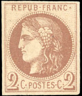 Delcampe - * 40Aa - 2c. Chocolat. Report 1. SUP. - 1870 Bordeaux Printing