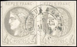 Obl. 41A - Paire Du 4c. Gris. Report 1. Obl. Du CàD De BORDEAUX A CETTE Du 8 Mars 1872. TB. - 1870 Emission De Bordeaux