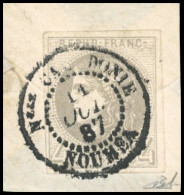 Obl. 41B - 4c. Gris, Report 2, Obl. S/fragment Frappé Du CàD Perlé NLLE CALEDONIE - NOUMEA Du 11 Octobre 1887. Utilisati - 1870 Emission De Bordeaux