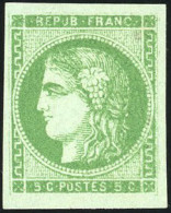 * 42A - 5c. Vert-jaune. Report 1. SUP. - 1870 Uitgave Van Bordeaux