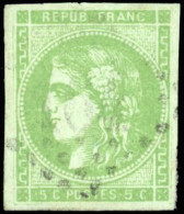 Obl. 42B - 5c. Vert-jaune Très Clair. Report 2. Obl. Belles Marges. SUP. - 1870 Uitgave Van Bordeaux