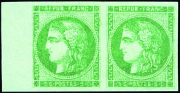 * 42Ba - 5c. Vert-jaune Foncé. Report 2. Paire. BdeF. SUP. - 1870 Uitgave Van Bordeaux