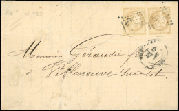 Obl. 43Ax 2 - 10c. Bistre X 2, Report 1, Obl. GC S/lettre Frappée Du CàD De TOULOUSE Du 19 Décembre 1870 à Destination D - 1870 Emission De Bordeaux