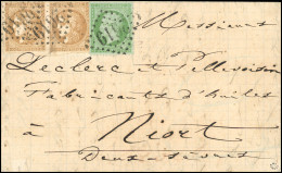 Obl. 43A X 2 + 20 - Paire 10c. Bistre + 5c. Dentelé Obl. GC 2619 S/lettre Manuscrite Datée Du 6 Septembre 1871 à Destina - 1870 Emission De Bordeaux