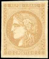 * 43B - 10c. Bistre-jaune. Report 2. Nuance Tirant Sur Le Clair. SUP. - 1870 Bordeaux Printing