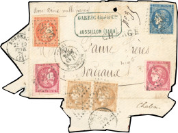 Obl. 43B + 45 + 48 + 49 - 10c. Bistre-jaune X 2 + 20c. Bleu + 40c. Orange + 80c. Rose X 2 Obl. GC 2293 S/devant De Lettr - 1870 Ausgabe Bordeaux