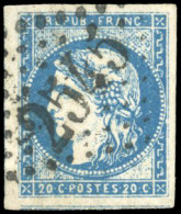 Obl. 44Aa - 20c. Bleu Foncé. Type I. Report 1. SUP. - 1870 Bordeaux Printing