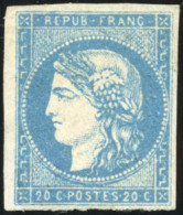 * 44B - 20c. Bleu. Type I. Report 2. Belles Marges. Belle Impression. SUP. R. - 1870 Emission De Bordeaux