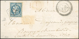 Obl. 45A - 20c. Bleu Dentelé 13 Obl. GC 122 S/lettre Frappée Du CàD Type 22 D'AOSTE Du 9 Juin 1871 à Destination De L'IS - 1870 Bordeaux Printing