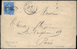 Obl. 46 - 20c. Bleu, Dentelure Privée, Obl. GC 2653, S/lettre Frappée Du CàD NEUVY-S-LOIRE 19 Juin 1871 à Destination De - 1870 Ausgabe Bordeaux