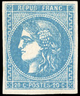 * 46A - 20c. Bleu. Type III. Report 1. SUP. - 1870 Ausgabe Bordeaux