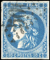 Obl. 46B - 20c. Bleu. Type III. Report 2. Case 7. Obl. GC. TB. - 1870 Ausgabe Bordeaux