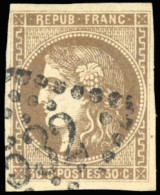 Obl. 47e - 30c. Brun-clair. ''R'' Relié Au Cadre. Obl. GC. TB. - 1870 Ausgabe Bordeaux