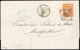 Obl. 48 - 40c. Orange Obl. GC 369 S/lettre Frappée Du CàD Provisoire De BEAUCAIRE Du 27 Mai 1871 à Destination De MONTPE - 1870 Ausgabe Bordeaux