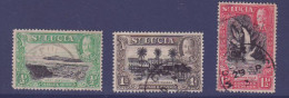 St Lucia Set Of 3 With Rare Cancellation Choiseul - Ste Lucie (...-1978)