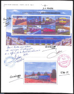 Guinea, Republic 1998 Trains, Original Design Sheets With Remarks, Postal History, Transport - Railways - Treni