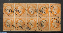 France 1853 Piece Of 10 Stamps 40c (thin Spots And Foldings In Upper Row Stamps), Used Or CTO - Gebruikt