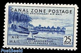 Canal Zone 1939 25c, Stamp Out Of Set, Unused (hinged), Transport - Aircraft & Aviation - Ships And Boats - Flugzeuge